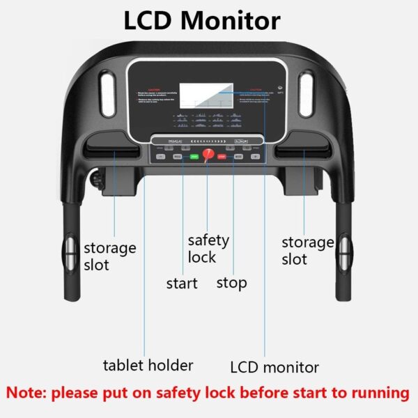Treadmill Multifunctional 2.0HP Hydraulic Folding Ultra Silent Heart Rate Test with LCD Display Running Machine - Image 2