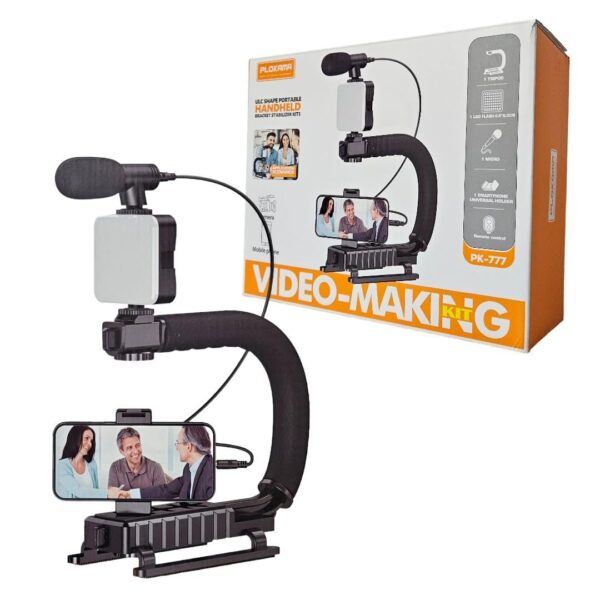 Plokama Video Making Kit PK777 for both Cameras and Smartphones with Mic with Handheld Stabilizer kit