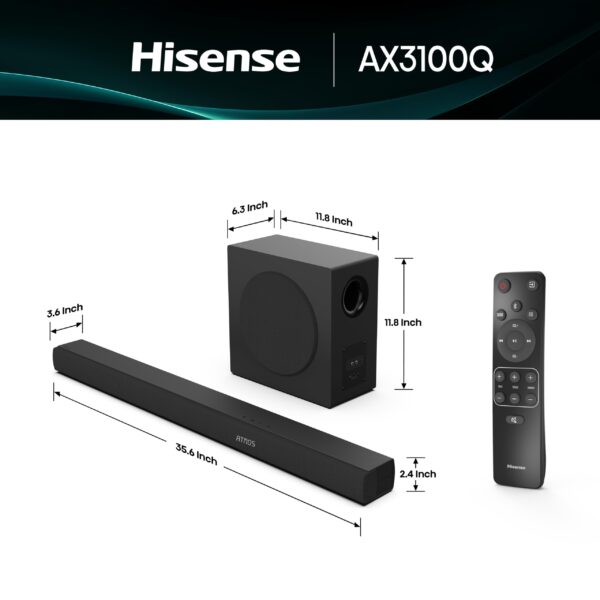 Hisense 3.1Ch Soundbar AX3100Q 6 .5" wireless subwoofer 500W - Image 2