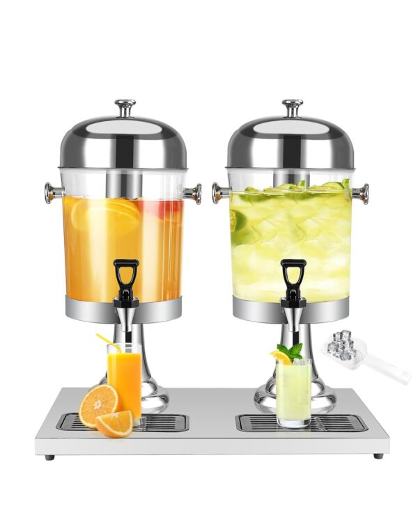 Beverage Double Juice Dispenser with Ice Core and Spigot Punch Dispenser - Image 7