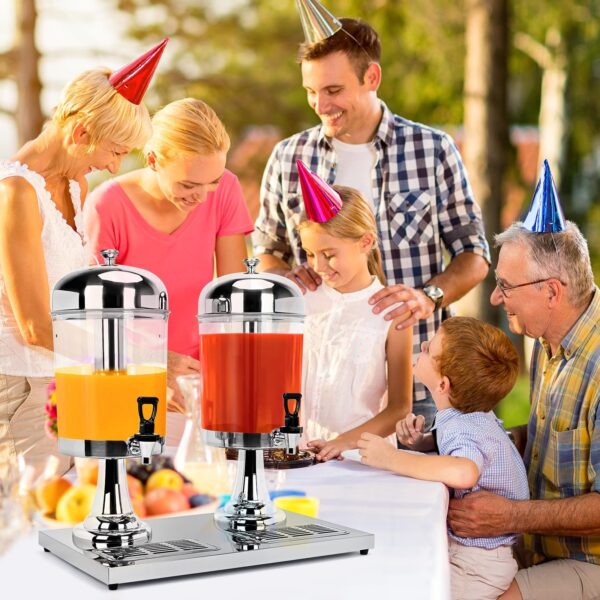 Beverage Double Juice Dispenser with Ice Core and Spigot Punch Dispenser - Image 5