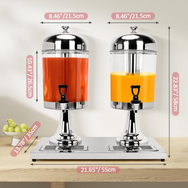Beverage Double Juice Dispenser with Ice Core and Spigot Punch Dispenser - Image 4