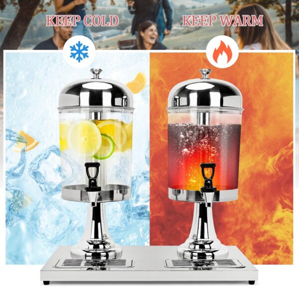 Beverage Double Juice Dispenser with Ice Core and Spigot Punch Dispenser - Image 2