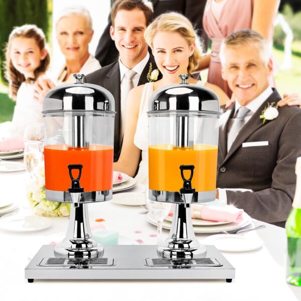 Beverage Double Juice Dispenser with Ice Core and Spigot Punch Dispenser - Image 6