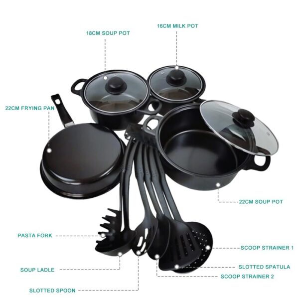 13 Piece Pots and Pans Set Frying Pan Saucepan Cookware Set - Image 3