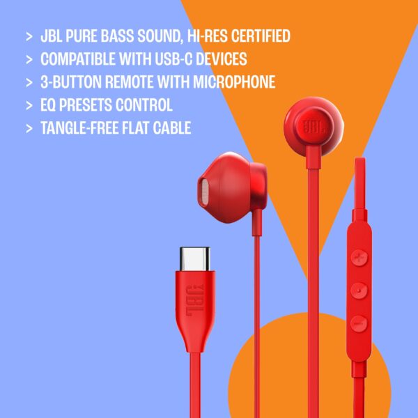 JBL Tune 305C Wired USB C Earphones - Image 3