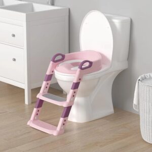 Children's Training Potty Ladder Seat Foldable and Adjustable - Pink