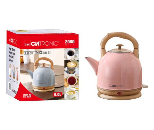 Cutronic 6L Electric Kettle with a wooden handle and base - Image 2