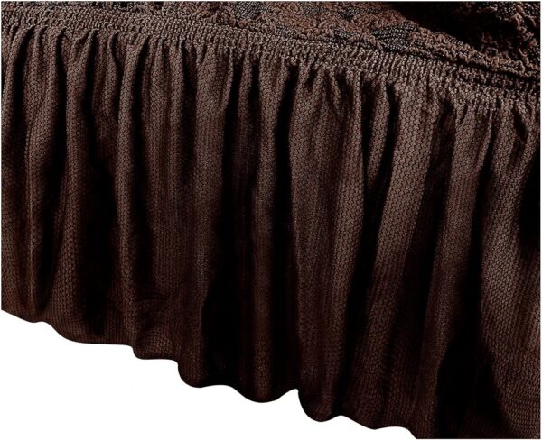 Turkish Fabric 7 Seater Sofa Covers 3211, Stretchable Couch Cover Combination Slipcover (Chocolate) - Image 4