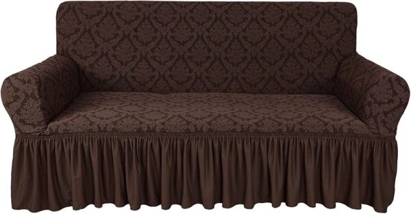 Turkish Fabric 7 Seater Sofa Covers 3211, Stretchable Couch Cover Combination Slipcover (Chocolate) - Image 3