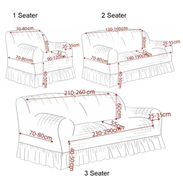 Turkish Fabric 7 Seater Sofa Covers 3211, Stretchable Couch Cover Combination Slipcover (Grey) - Image 2