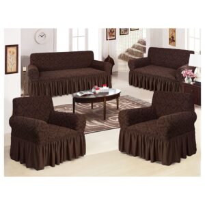 Turkish Fabric 7 Seater Sofa Covers 3211, Stretchable Couch Cover Combination Slipcover (Chocolate)
