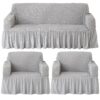 Turkish Fabric 5 Seater Sofa Cover Set 3+1+1 Bubble Fabric (Ash Grey)