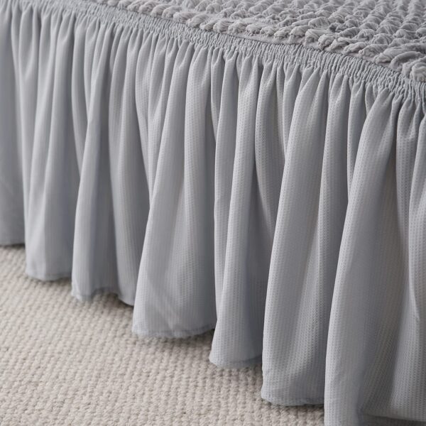 Turkish Fabric 5 Seater Sofa Cover Set 3+1+1 Bubble Fabric (Ash Grey) - Image 2