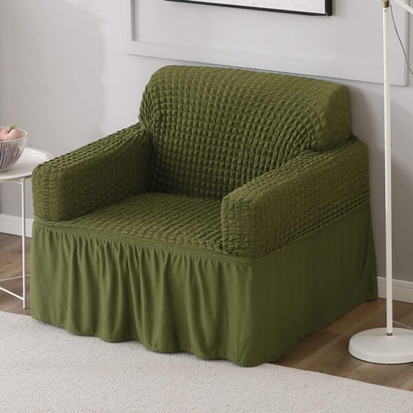 Turkish Fabric 5 Seater Sofa Cover Stretchable Bubble Fabric (Forest Green) - Image 2