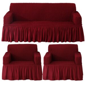 Turkish Fabric 5 Seater Sofa Cover Stretchable Bubble Fabric
