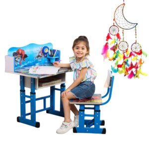 Kids Height Adjustable Desk and Chair Set Study Table Writing Desk