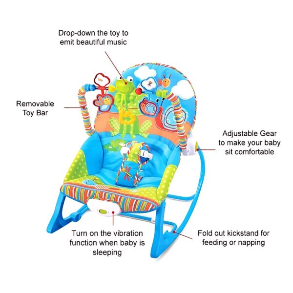 Infant to Toddler Baby Swing Musical Rocker for Baby Boys/Girls/Toddlers/Infants (Blue) - Image 4
