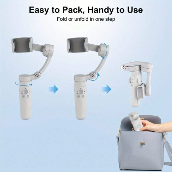 Merak One M1 3-Axis Smartphone Gimbal Stabilize Foldable 3-Axis Gimbal With Face Tracking & Gesture Control - White - Image 3