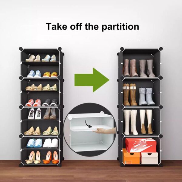 Single Column Plastic Shoe Rack 16 Pairs - Black - Image 4