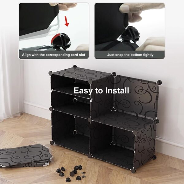 Single Column Plastic Shoe Rack 16 Pairs - Black - Image 5