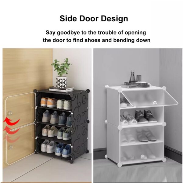 Single Column Plastic Shoe Rack 16 Pairs - Black - Image 3