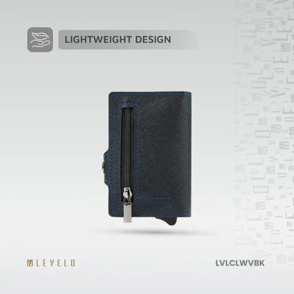 Levelo Card Wallet Cache Genuine Leather Wallet with Coin Slot, Money Slot - Black - Image 5