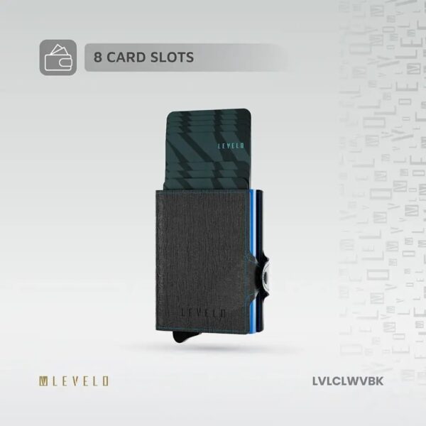 Levelo Card Wallet Cache Genuine Leather Wallet with Coin Slot, Money Slot - Black - Image 6