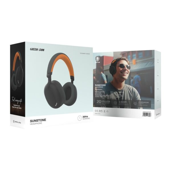 Green Lion Sunstone Headphone, 10m Working distance, AUX Support & Microphone, 36 hrs (BT) Playing Time - Image 2