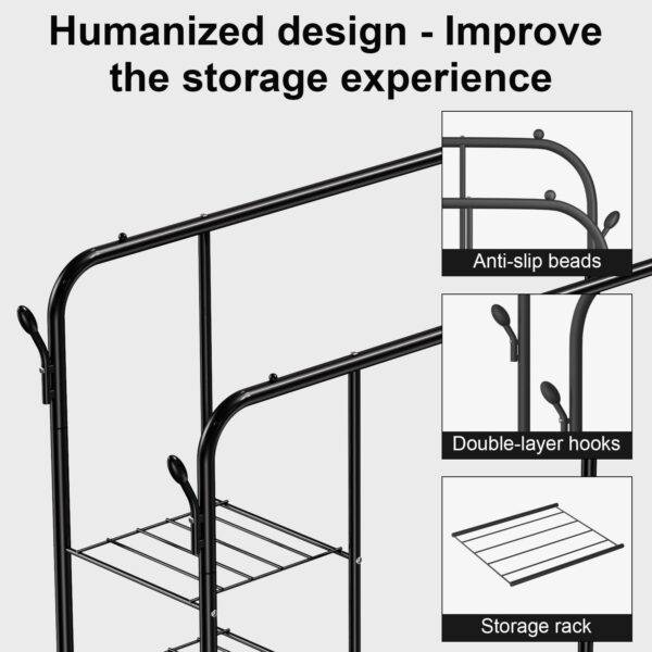 Double Pole Cloth Hanger and Shoe Rack, Cloth Dryer BK - Image 3