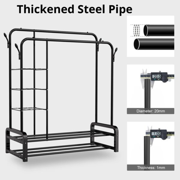 Double Pole Cloth Hanger and Shoe Rack, Cloth Dryer BK - Image 6