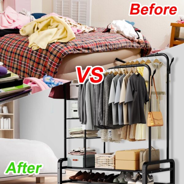Double Pole Cloth Hanger and Shoe Rack, Cloth Dryer BK - Image 5