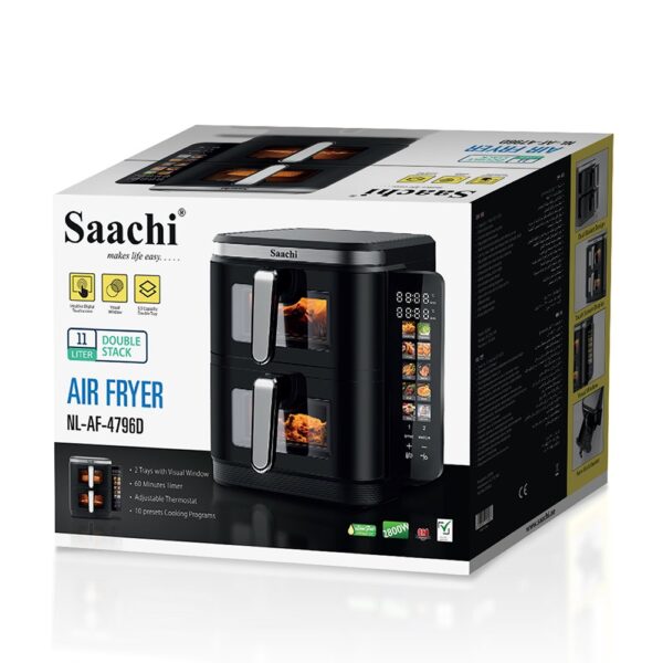 Saachi 11L Double Chamber Digital Air Fryer NL-AF-4796D - Image 2