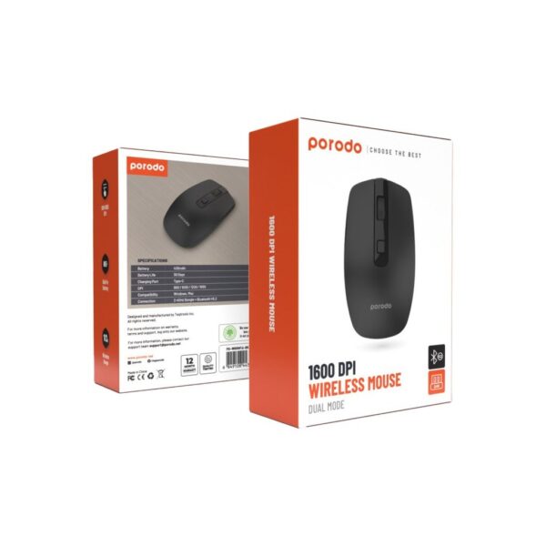 Porodo 1600DPI Dual Mode Mouse (Bluetooth & 2.4G) - Image 2