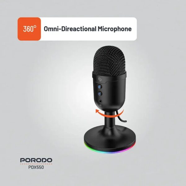 Porodo omni directional USB Microphone for conference, podcasts and streaming - Image 6