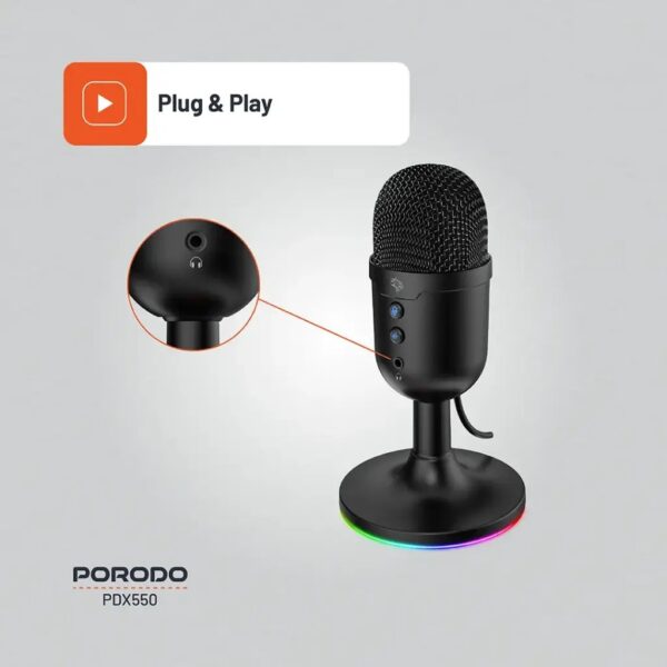 Porodo omni directional USB Microphone for conference, podcasts and streaming - Image 5