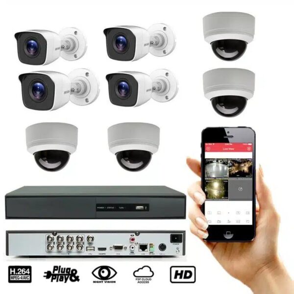 Hikvision 2mp Full HD 8- Camera CCTV Kit with 8- Channel DVR, 1TB HDD, 10A, 200m Cable with Accessories