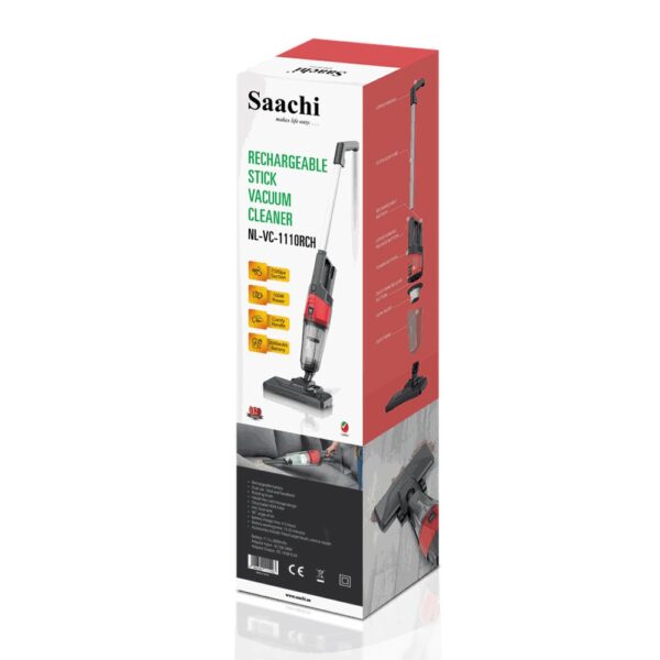 Saachi 2-in-1 Rechargeable Cordless Stick Vacuum Cleaner: Powerful Cleaning with HEPA Filter & Rotating Brush NL-VC-1110RCH-BK - Image 7