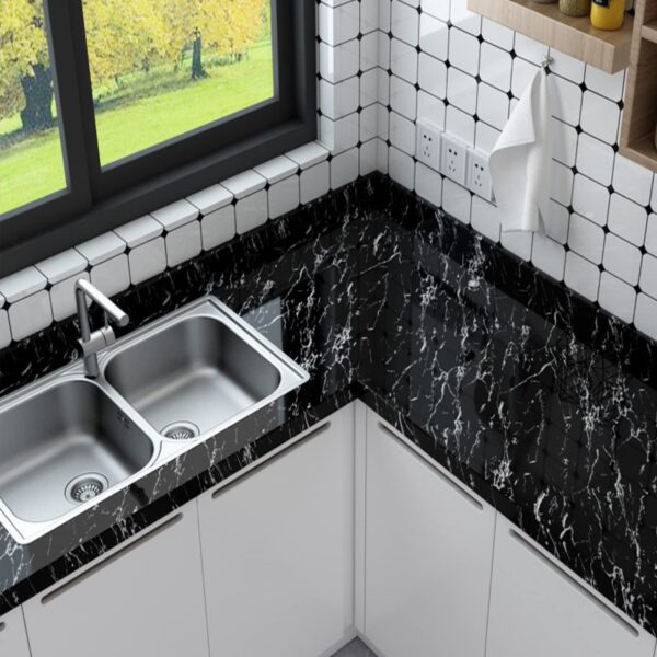 1 Roll Black And White Marble Wallpaper Sticker Peel And Stick Waterproof Marble Self Adhesive 60cm Wide, 100cm Long - Image 8