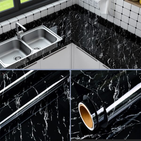 1 Roll Black And White Marble Wallpaper Sticker Peel And Stick Waterproof Marble Self Adhesive 60cm Wide, 100cm Long - Image 7