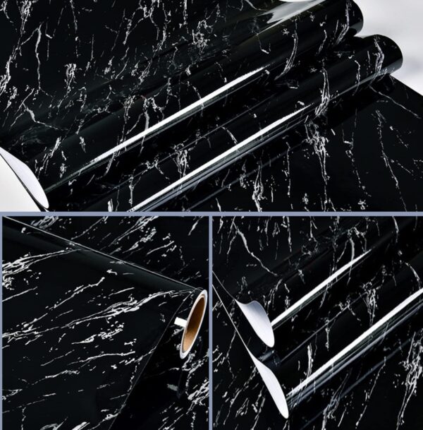 1 Roll Black And White Marble Wallpaper Sticker Peel And Stick Waterproof Marble Self Adhesive 60cm Wide, 100cm Long - Image 3