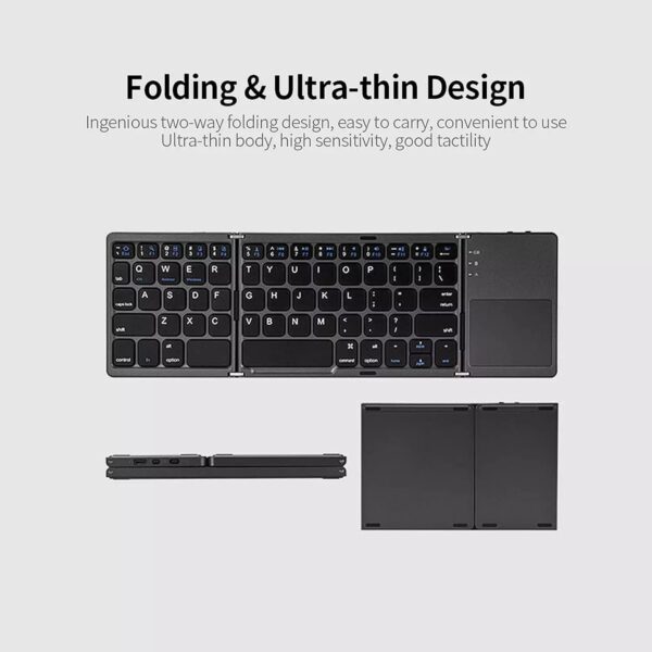 B033 Foldable Bluetooth Keyboard with Touchpad - Image 8