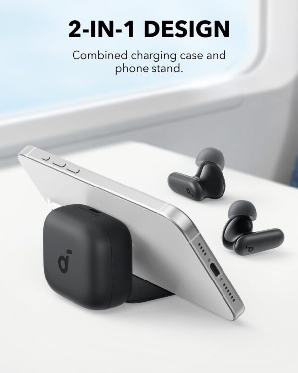Soundcore by Anker R50i NC Wireless Bluetooth Earphones, Powerful and Smart Noise Cancelling, Powerful Bass, 45 Hours Playtime, 2-in-1 Case and Phone Stand, IP54, Bluetooth 5.4 - Image 4