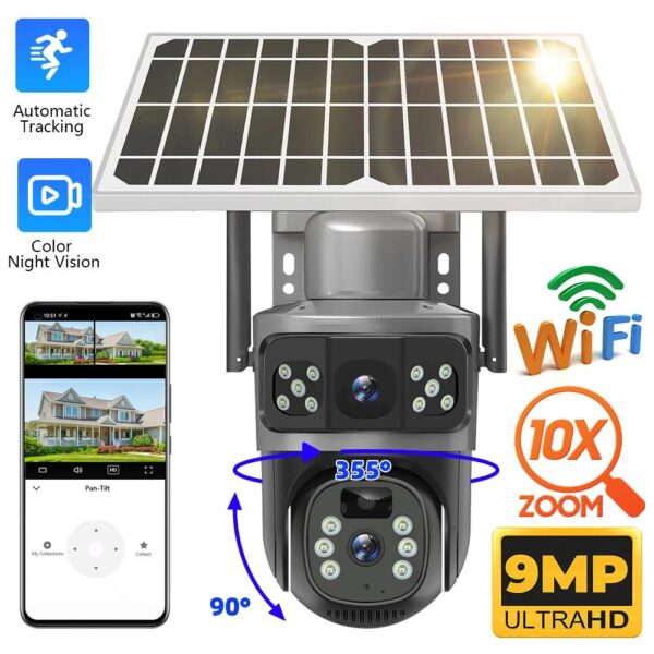 2PCs HD Outdoor Solar PTZ Camera IP66 WiFi and Sim Card Connection - Image 4