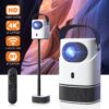 TS-2 Projector 1080P Full HD Projector Home Cinema Supports 4K, WiFi6, BT, Auto Keystone, Electric Focus, with Liftable Base, Compatible Laptop/iOS/Android/HDMI/USB