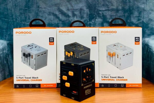 Porodo 65W Travel Adapter / 5 Port Travel Block Universal Charger for over 150 Countries - Image 5