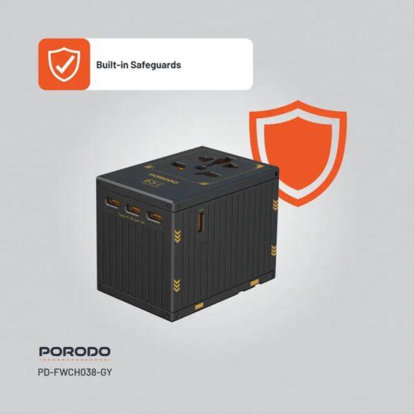 Porodo 65W Travel Adapter / 5 Port Travel Block Universal Charger for over 150 Countries - Image 3
