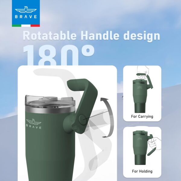 Brave TempGuard 40oz (1200ml) Stainless Steel Thermal Tumbler with straw –Vacuum Insulated travel mug - Green - Image 5