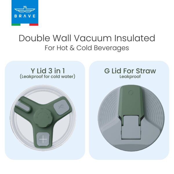 Brave TempGuard 40oz (1200ml) Stainless Steel Thermal Tumbler with straw –Vacuum Insulated travel mug - Green - Image 6