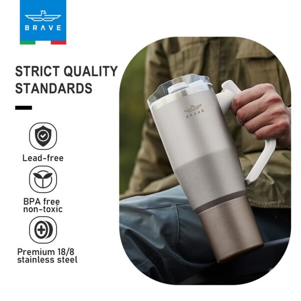 Brave TempGuard 40oz (1200ml) Stainless Steel Thermal Tumbler with straw –Vacuum Insulated travel mug - Image 3